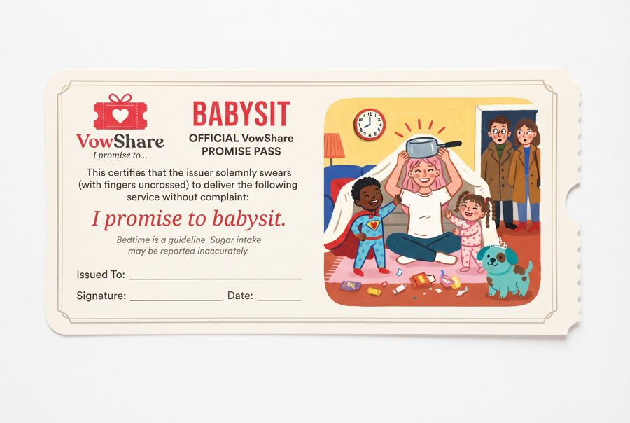 VowShare card: I promise to babysit.