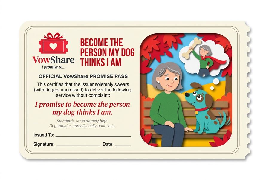 VowShare card: I promise to become the person my dog thinks I am.