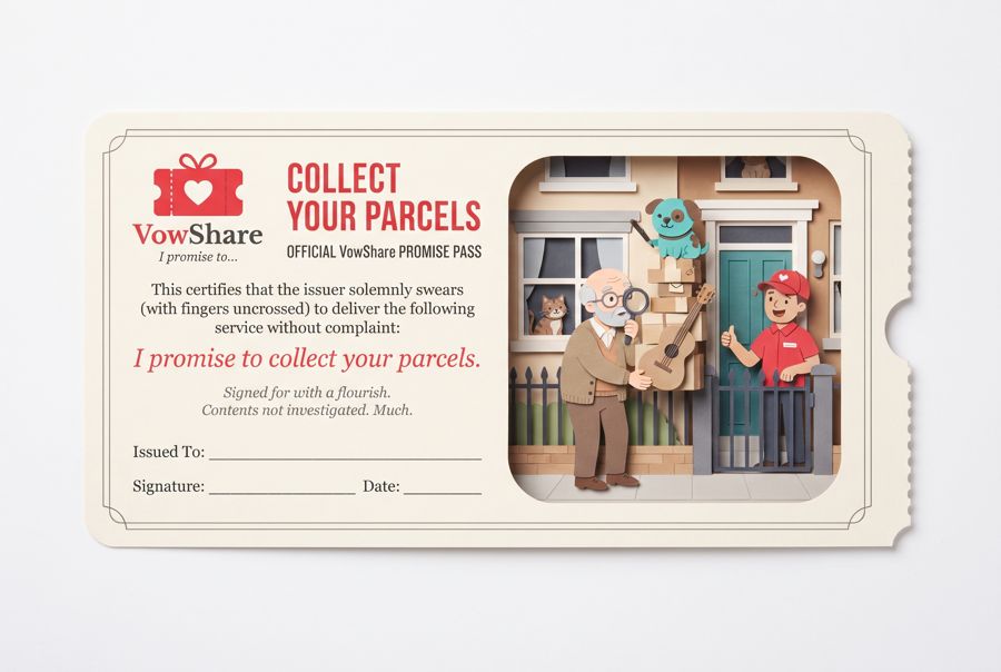 VowShare card: I promise to collect your parcels.