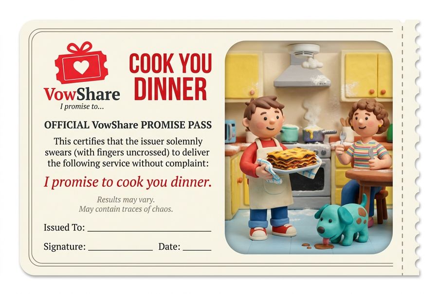 VowShare card: I promise to cook you dinner.