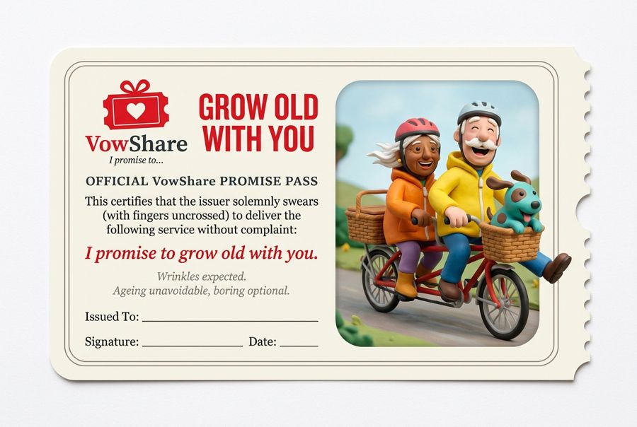 VowShare card: I promise to grow old with you.