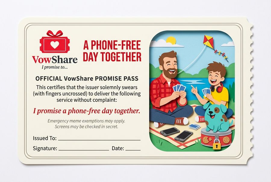 VowShare card: I promise a phone-free day together.