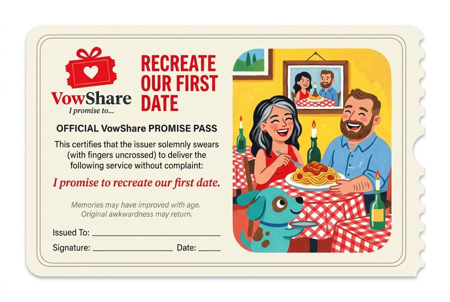 VowShare card: I promise to recreate our first date.
