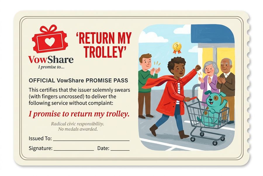 VowShare card: I promise to return my trolley.