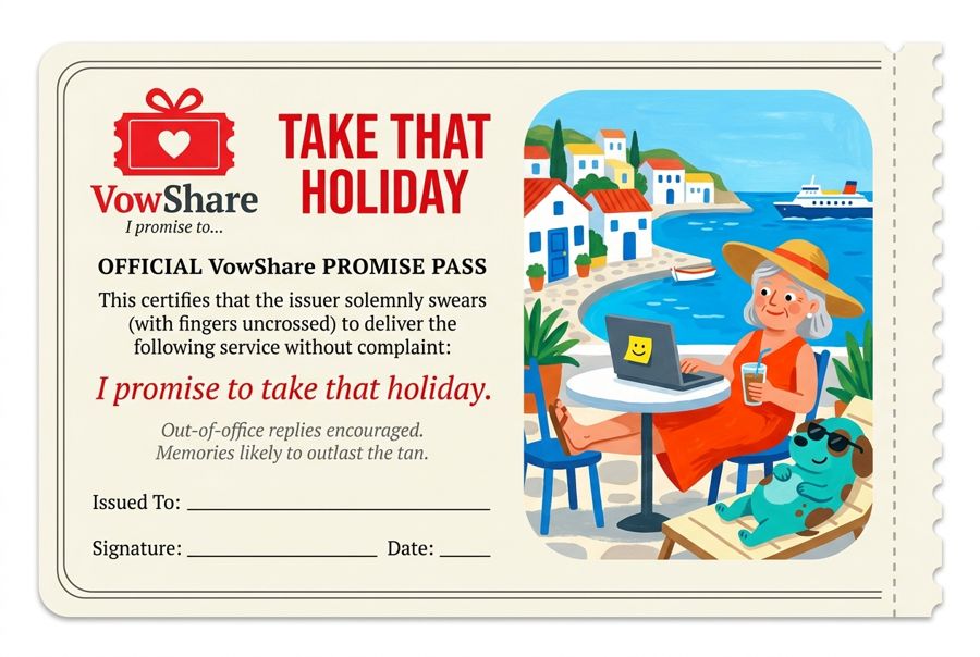 VowShare card: I promise to take that holiday.